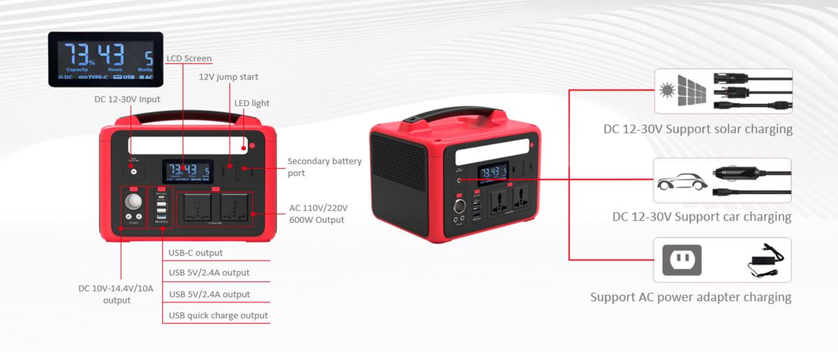 Máy phát điện năng lượng mặt trời cường độ cao 600W để sạc di động